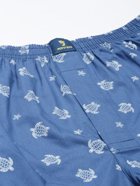 Blue Printed Pure Cotton Boxer